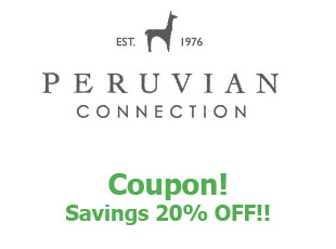 Promotional codes Peruvian Connection up to 20% off