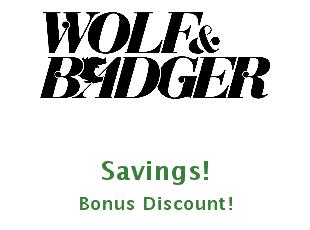 Promotional codes Wolf and Badger 10% OFF